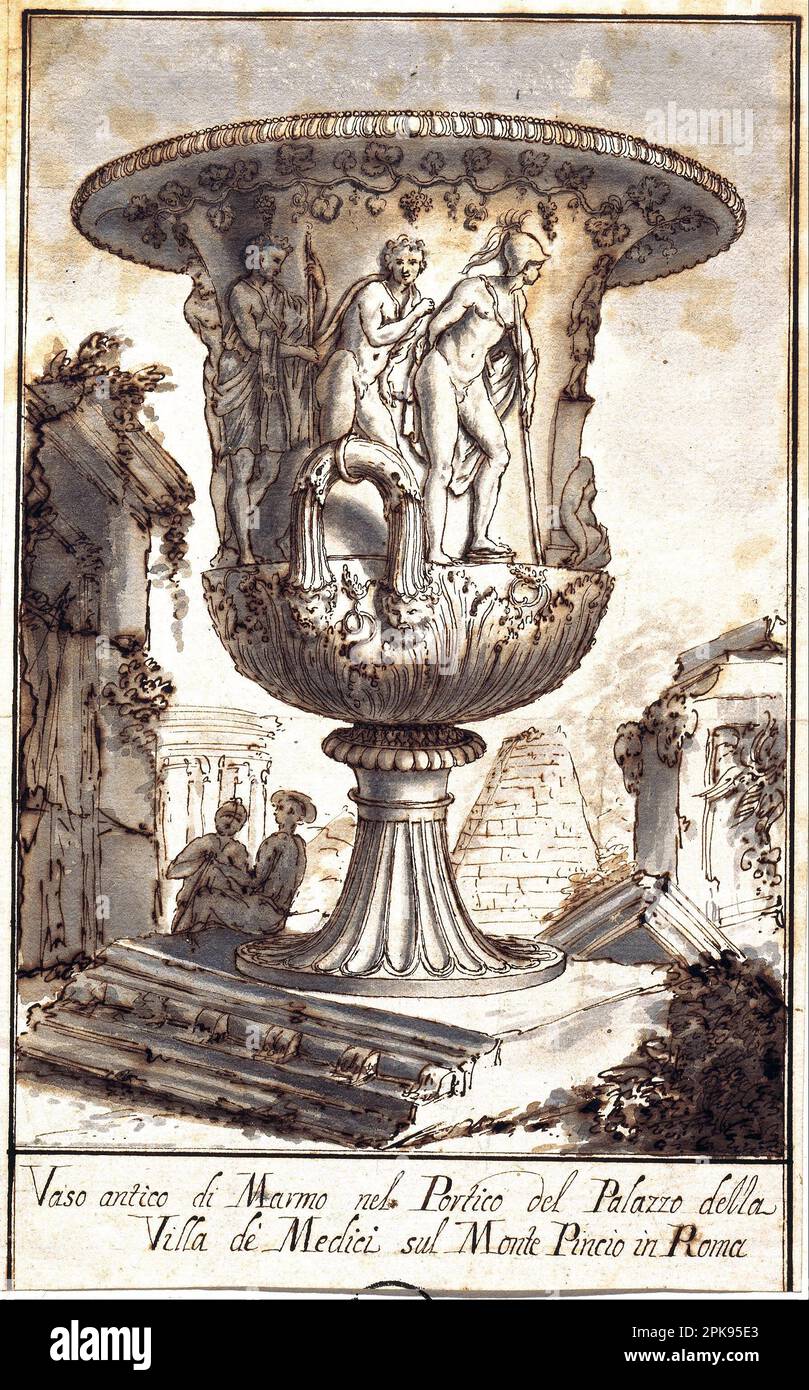 Deux vases anciens 1725 par Pier Leone Ghezzi Banque D'Images