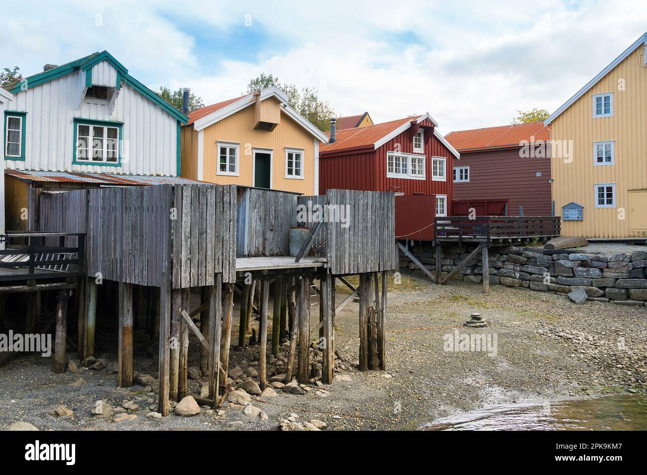 Norvège, Mosjoen, ville de Vefsnfjord, maisons historiques en bois Banque D'Images