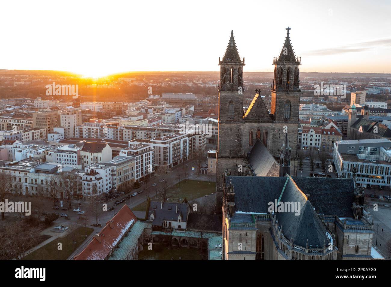 Cathédrale de Magdebourg, derrière, Magdebourg, Saxe-Anhalt, Allemagne Banque D'Images