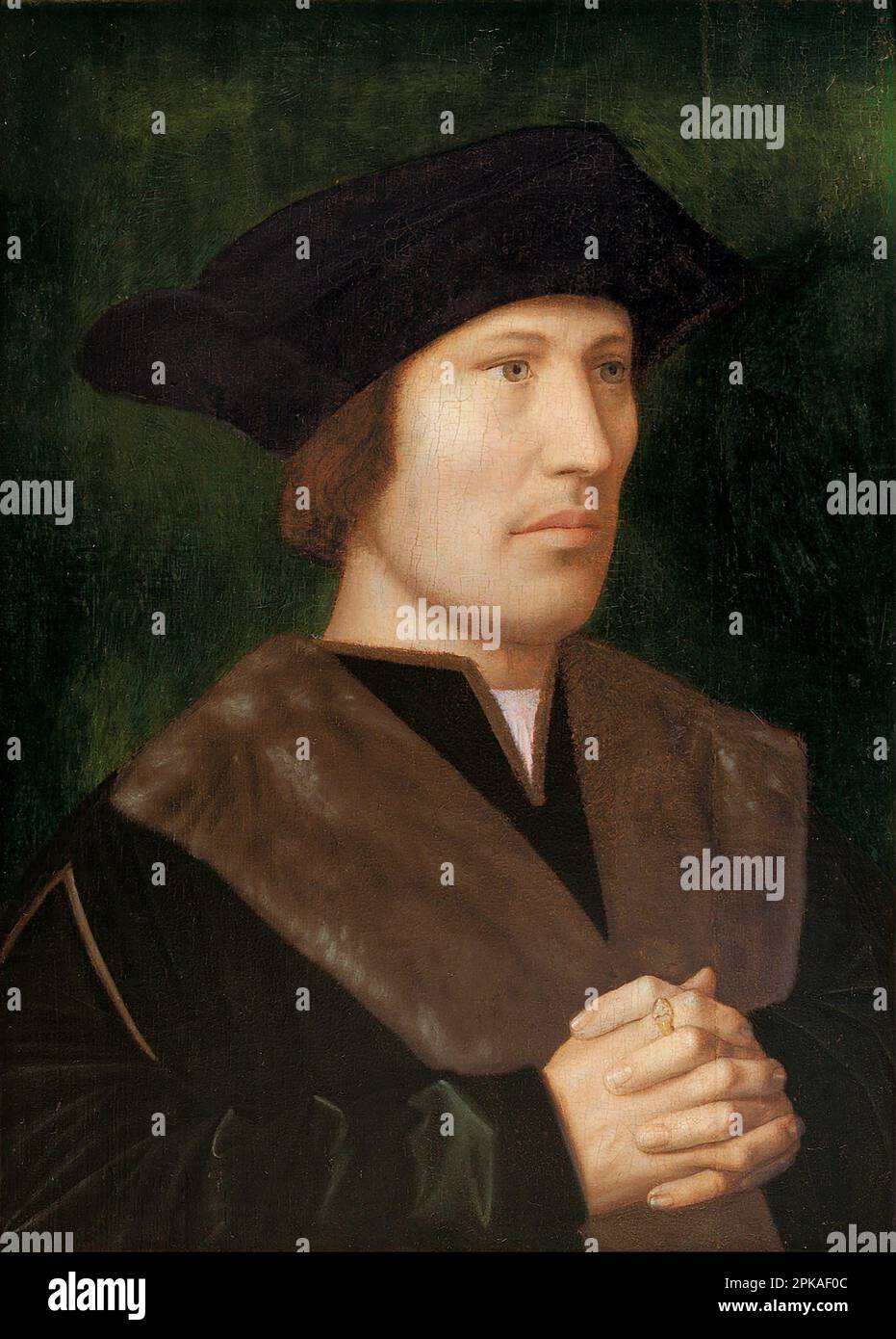 Homme priant fin 1520s par Ambrosius Benson Banque D'Images