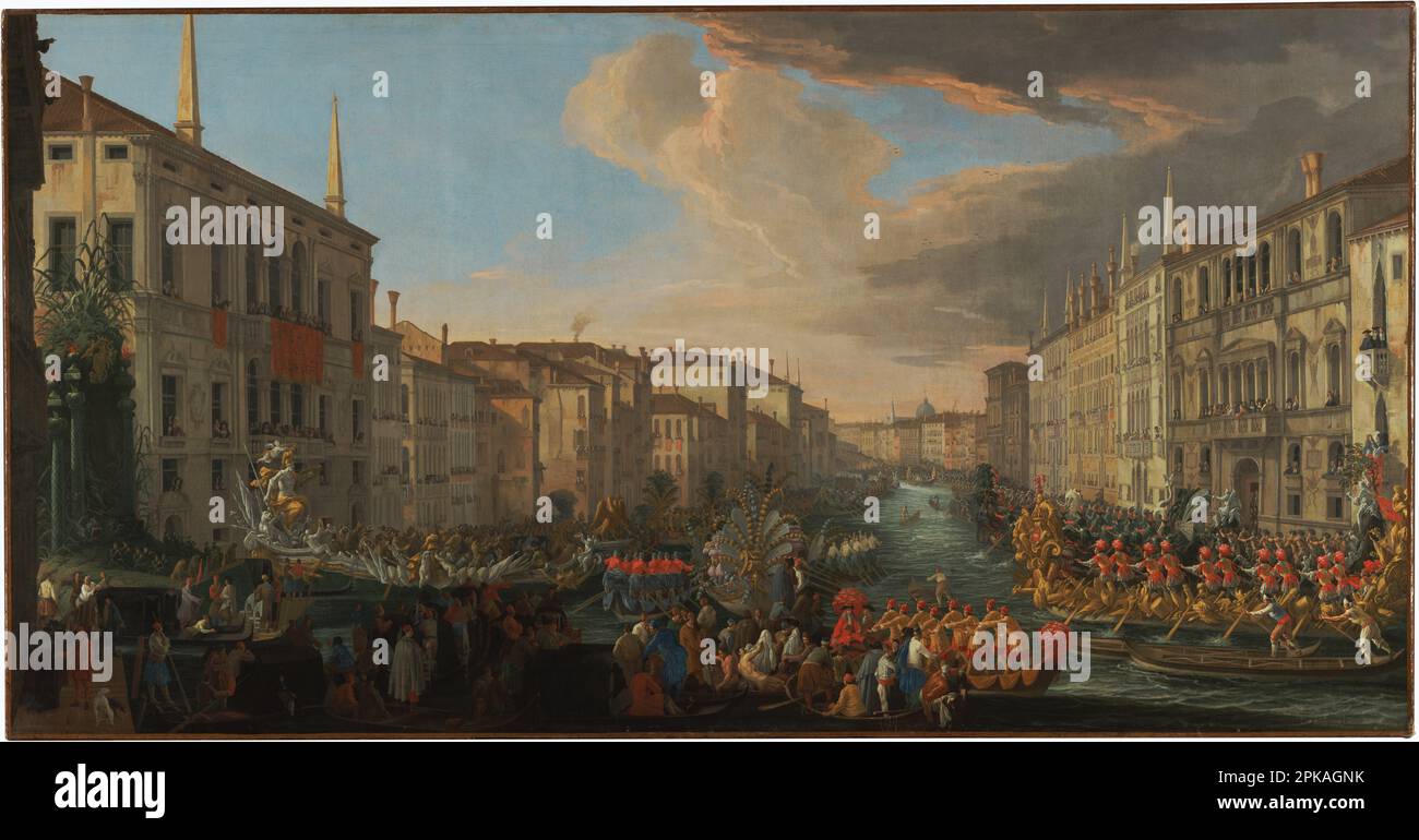 Régate sur le Grand Canal en l'honneur de Frédéric IV du Danemark 1711 par Luca Carlevarijs Banque D'Images