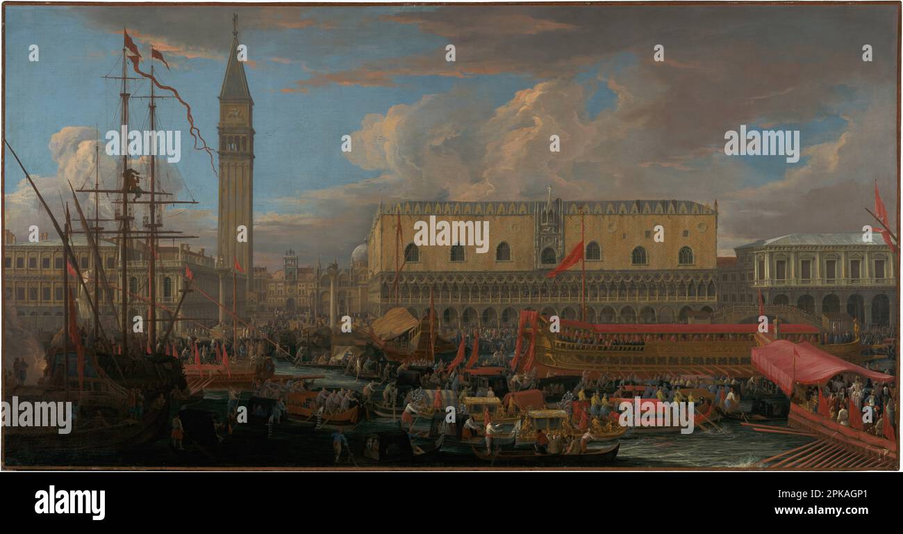 Le Bucintoro part du Bacino di San Marco 1710 par Luca Carlevarijs Banque D'Images