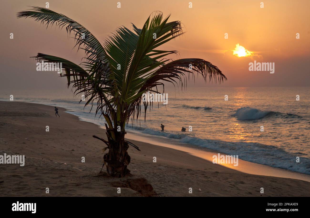 Afrique de l'Ouest, Togo, Lome, plage, lever du soleil Banque D'Images