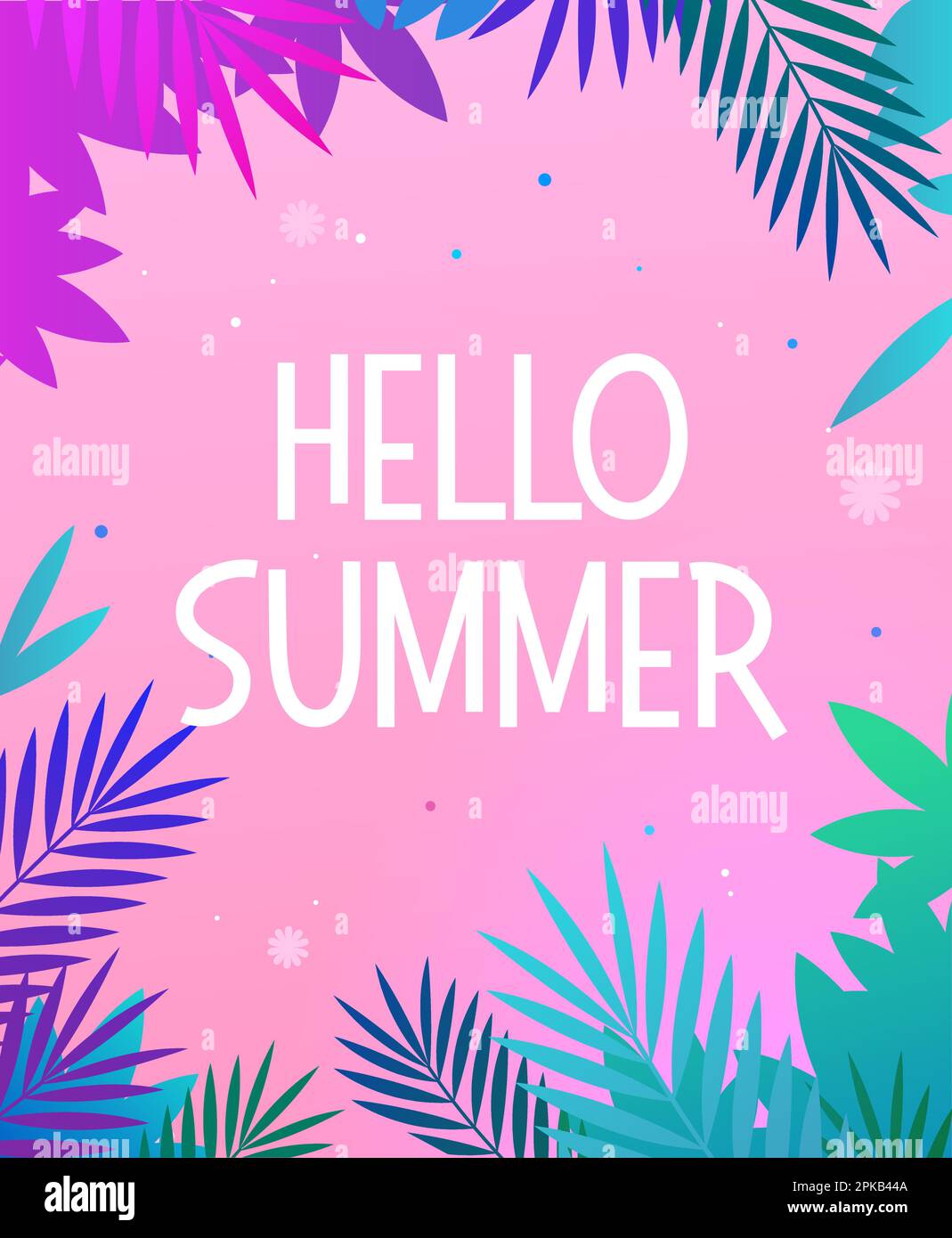 Affiche Hello Summer. Bannière de modèle exotique de voyage. Affiche de fête de l'été Illustration de Vecteur