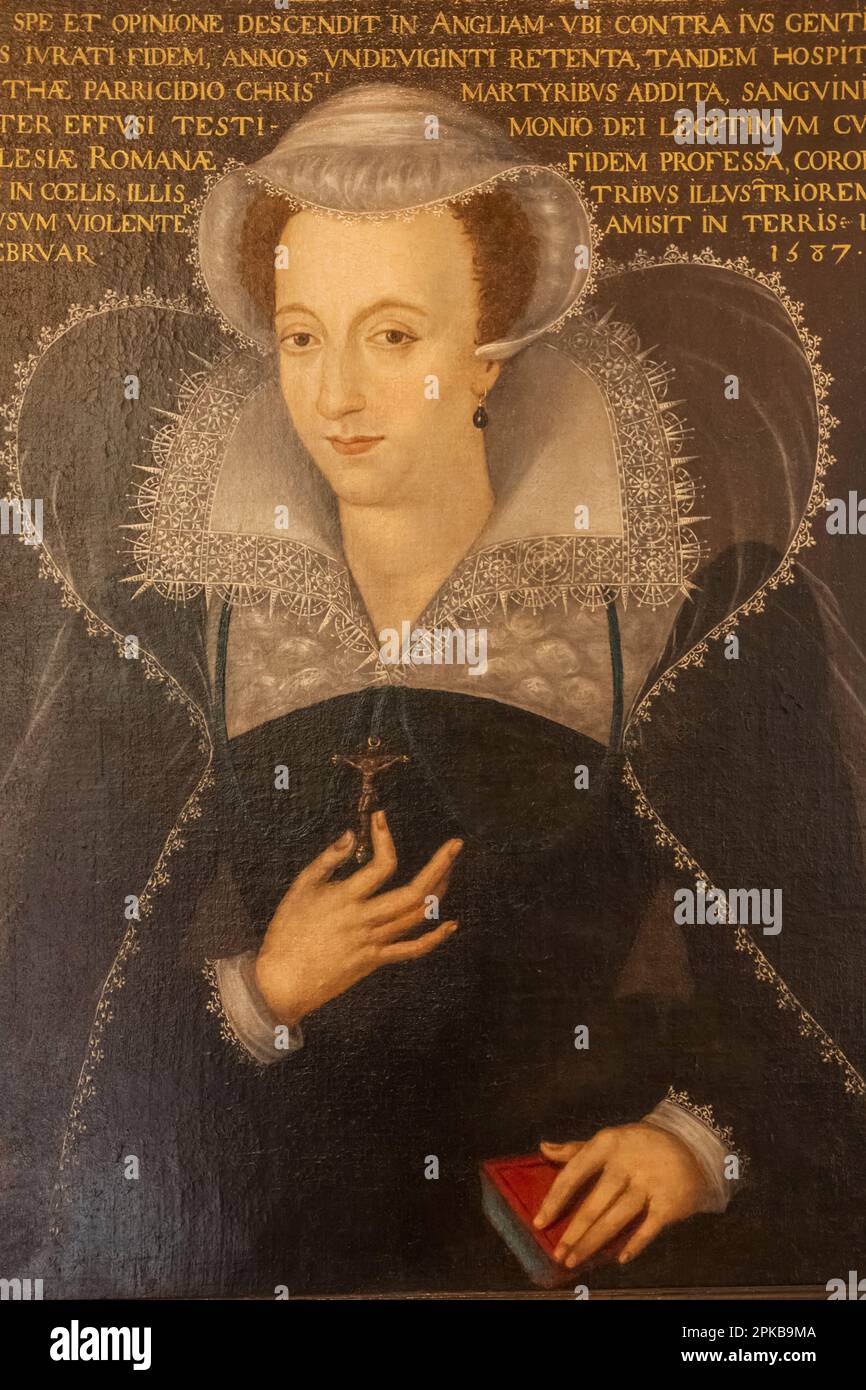 Angleterre, Kent, Edenbridge, Chiddingstone, Château de Chiddingstone, The White Rose Room, Portrait de Mary Queen of Scots, alias Mary Stuart Banque D'Images