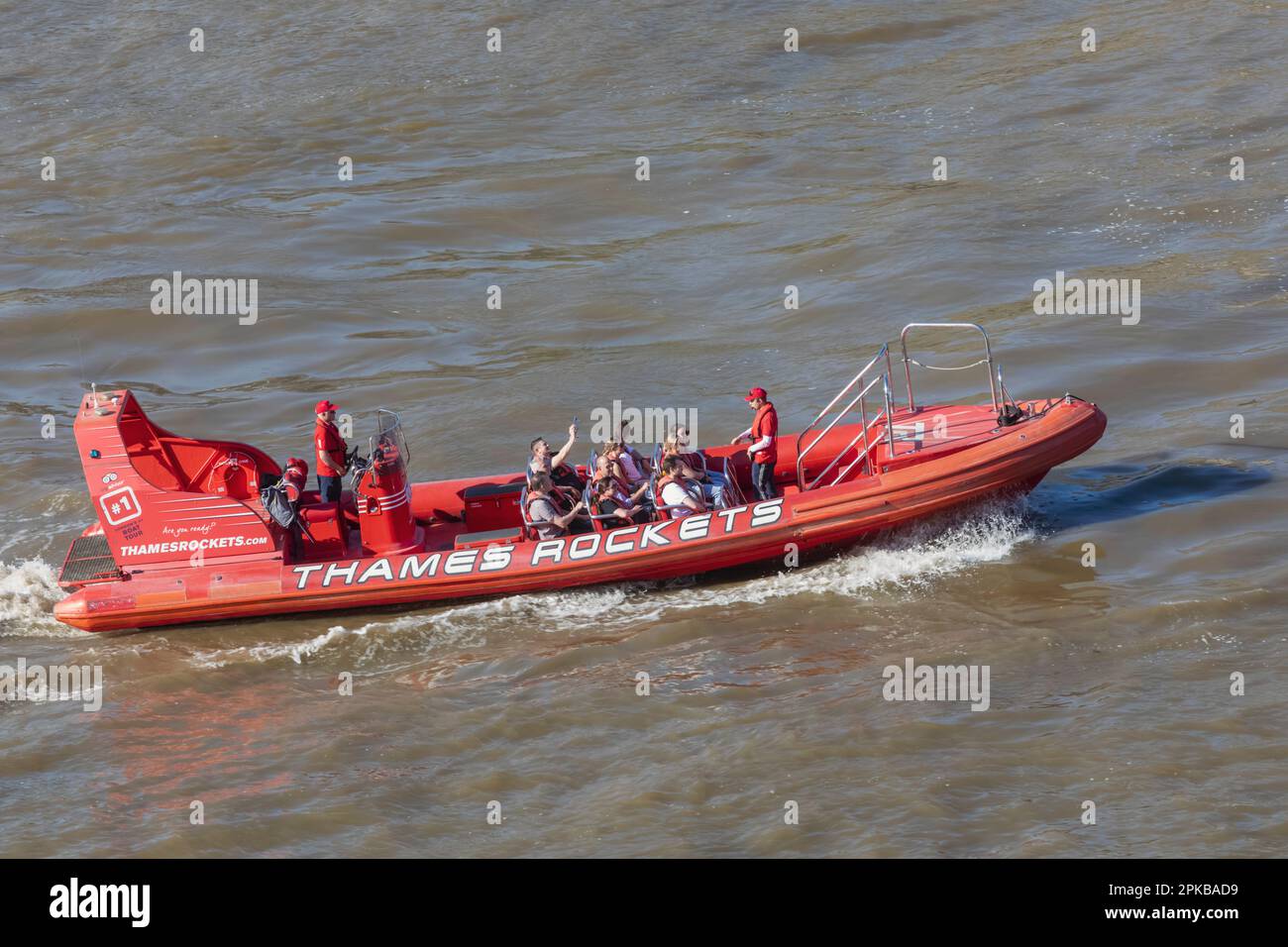 Angleterre, Londres, Thames Rockets RIB Boat Tour on River Thames Banque D'Images