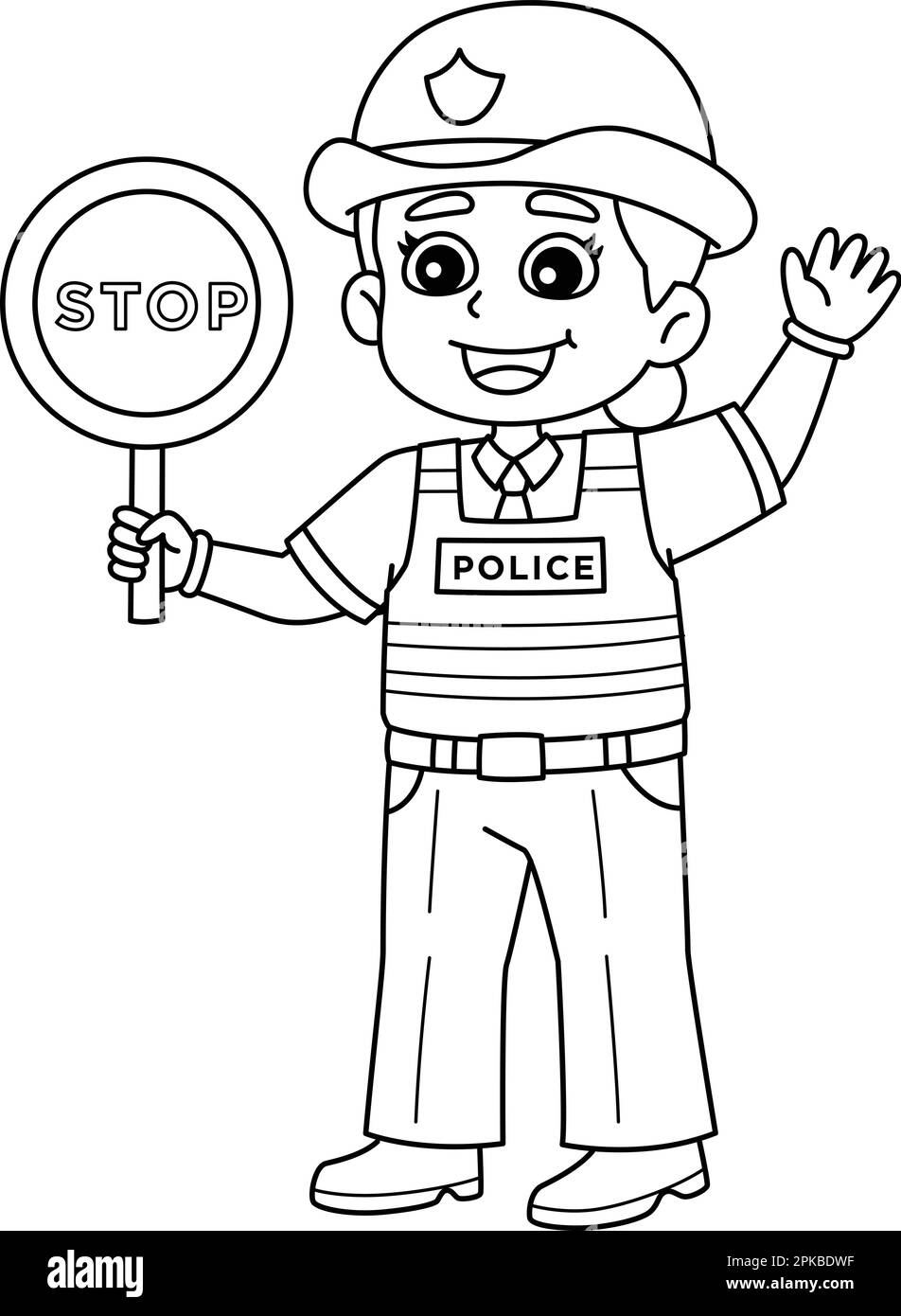 Page de coloriage isolée des agents de la circulation policière Illustration de Vecteur