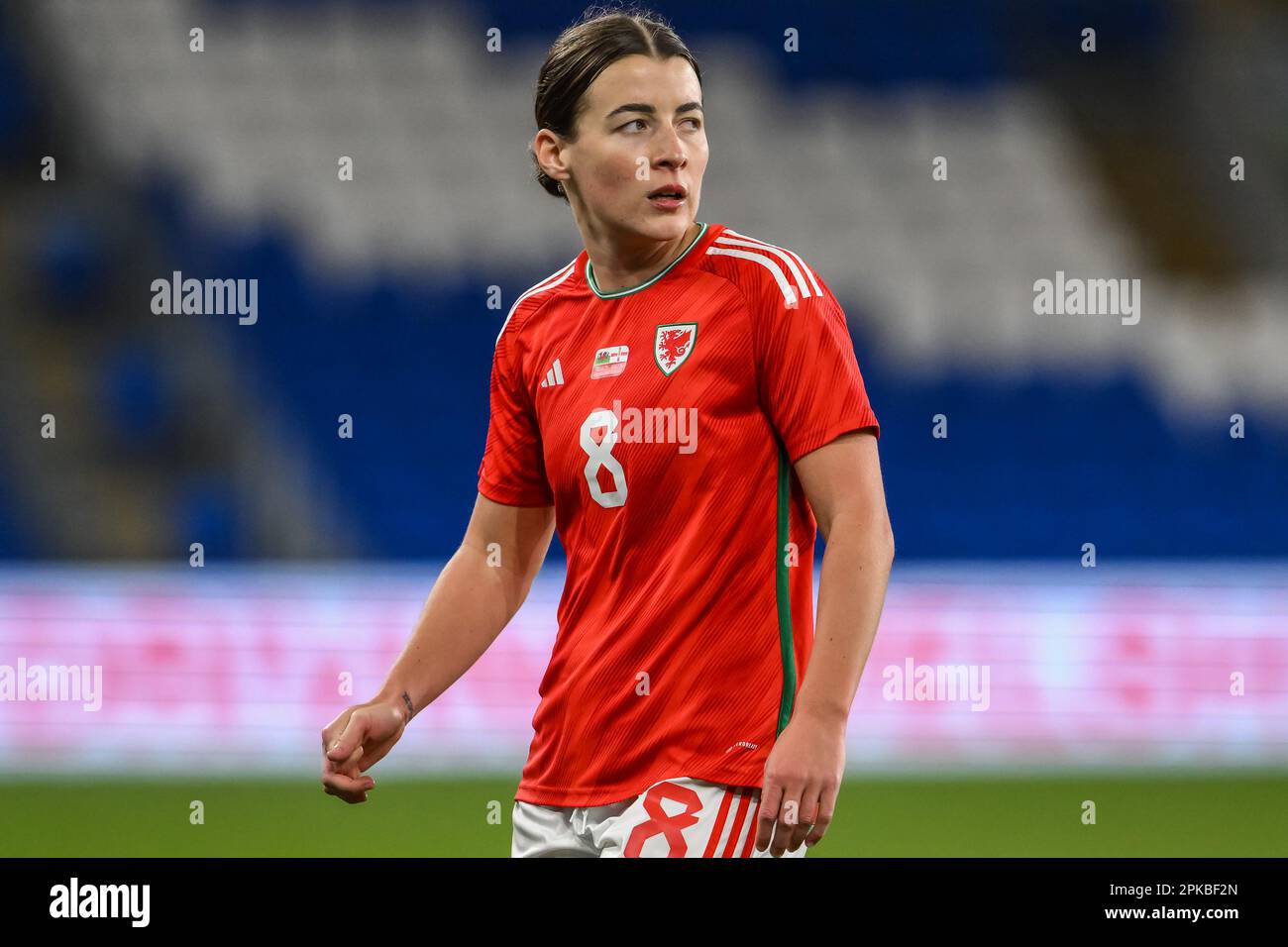 Angharad James du pays de Galles pendant le match amical international des femmes femmes femmes du pays de Galles contre les femmes d'Irlande du Nord au stade de Cardiff City, Cardiff, Royaume-Uni, 6th avril 2023 (photo de Craig Thomas/News Images) Banque D'Images