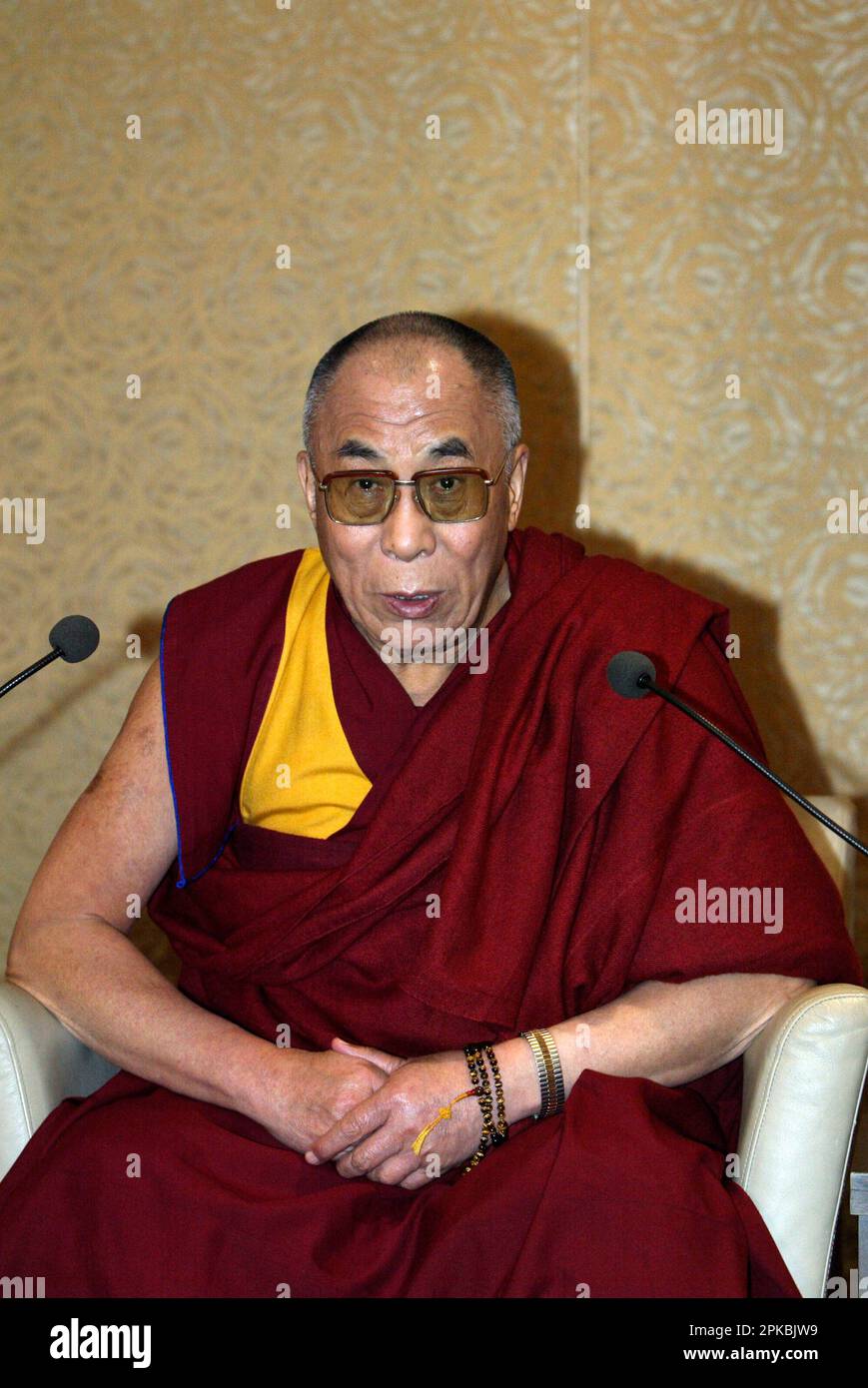 Sa Sainteté le Dalaï Lama de 14th tient une conférence de presse à Sydney dans le cadre d'une visite de onze jours en Australie (6-16 juin). Sheraton Wentworth Hotel, Sydney, Australie. 14.06.07. Banque D'Images