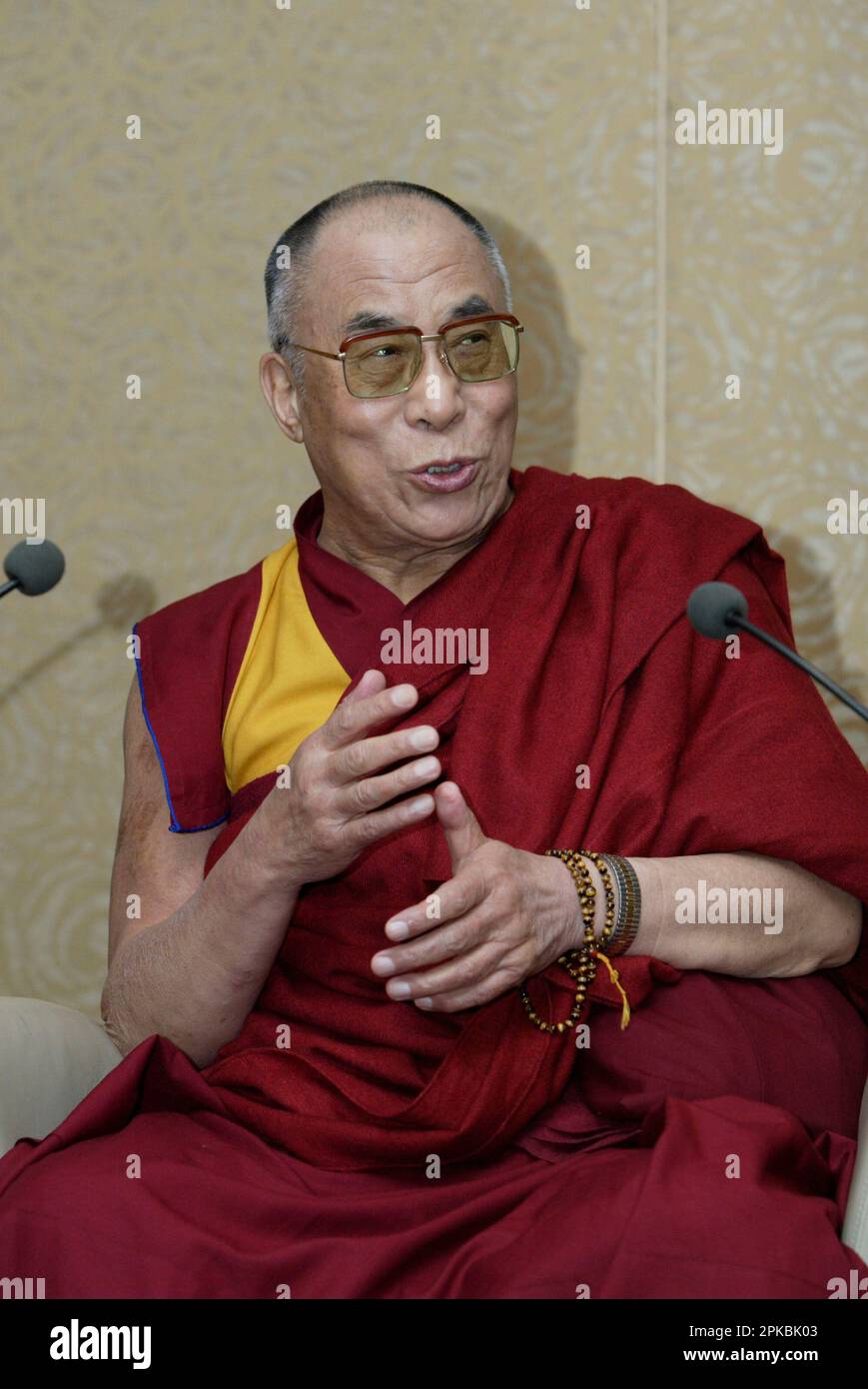 Sa Sainteté le Dalaï Lama de 14th tient une conférence de presse à Sydney dans le cadre d'une visite de onze jours en Australie (6-16 juin). Sheraton Wentworth Hotel, Sydney, Australie. 14.06.07. Banque D'Images