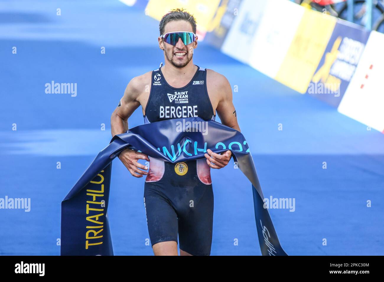 Leo Bergère (France, Médaille d'or), Triathlon Men. Championnats d'Europe Munich 2022 Banque D'Images
