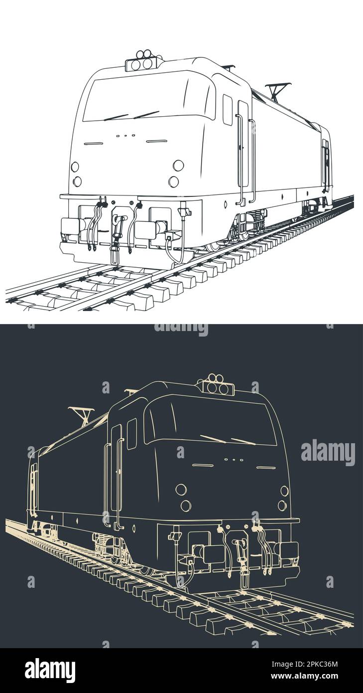 Illustrations vectorielles stylisées de locomotive électrique Illustration de Vecteur