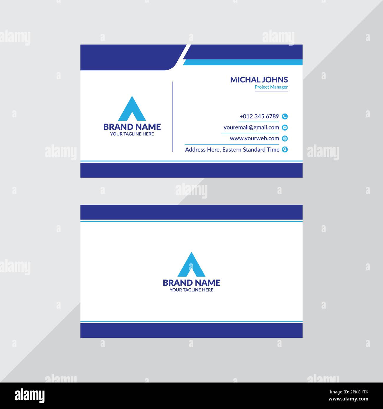 Modèle de carte de visite Vector Modern Creative and Clean Bleu et Cyan Illustration de Vecteur