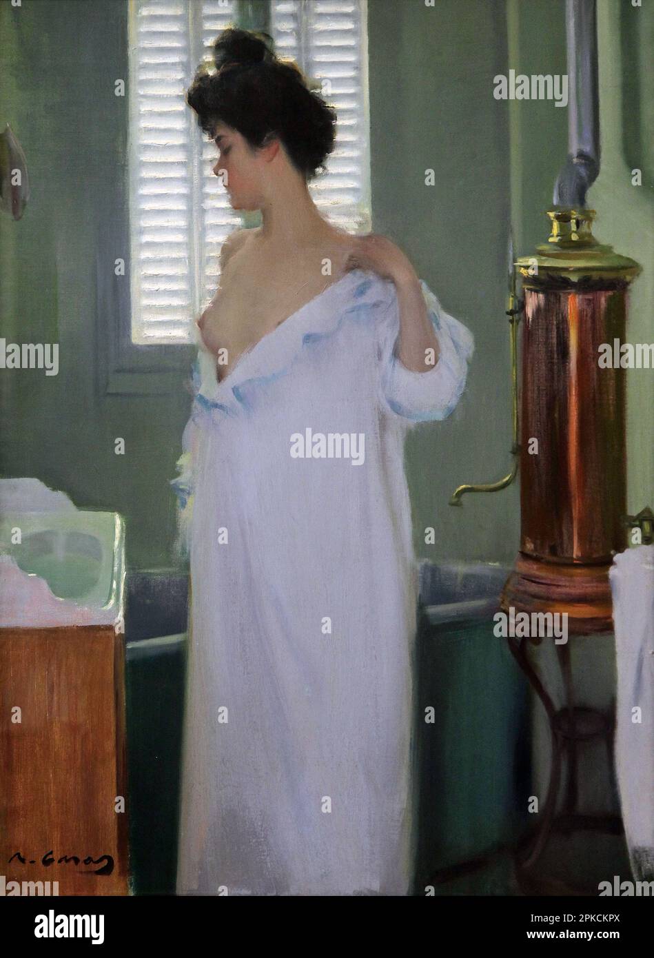 Avant le bain (1894) de Ramon Casas (1866-1932) peintre catalan. Banque D'Images