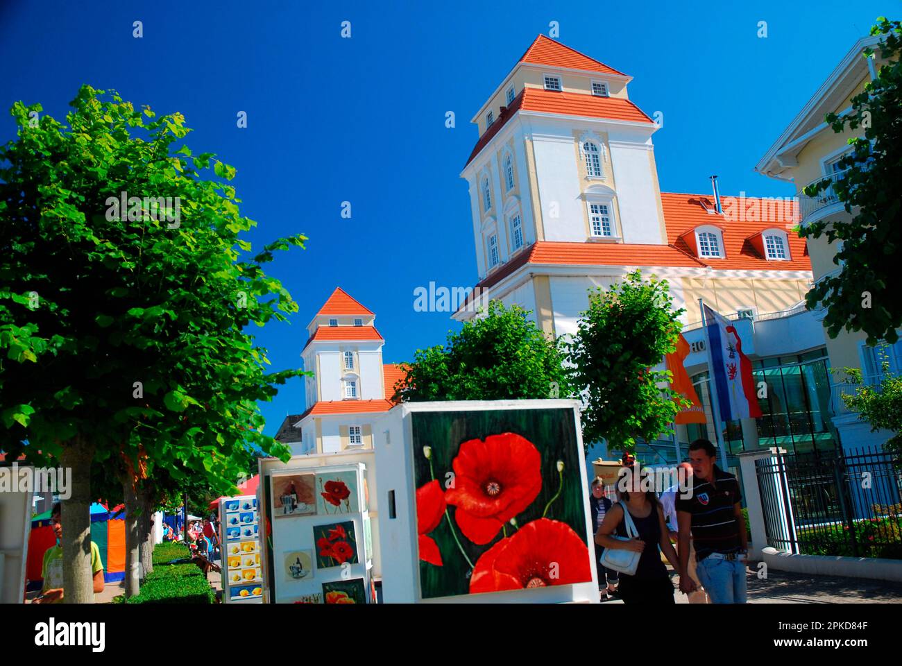 Station balnéaire, mer Baltique, architecture spa, Binz, île de Ruegen, Mecklembourg-Poméranie occidentale, Allemagne Banque D'Images