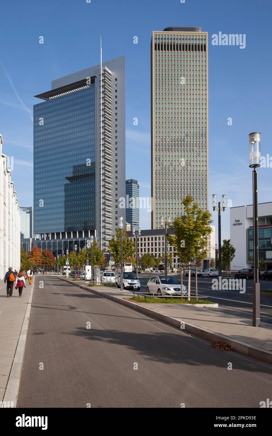 Immeubles de plusieurs étages, Messe Frankfurt, Frankfurt am main, Hesse, Allemagne Banque D'Images