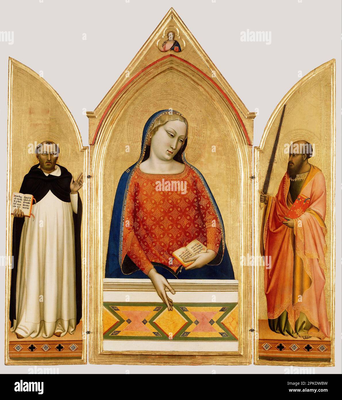 La Vierge Marie avec Saint Thomas d'Aquin et Saint Paul vers 1330 par Bernardo Daddi Banque D'Images