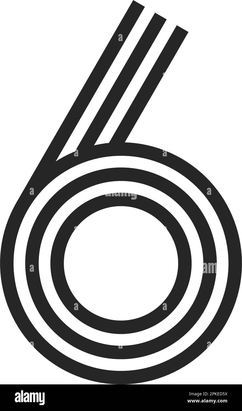 numéro 6 style de ligne rétro Illustration de Vecteur