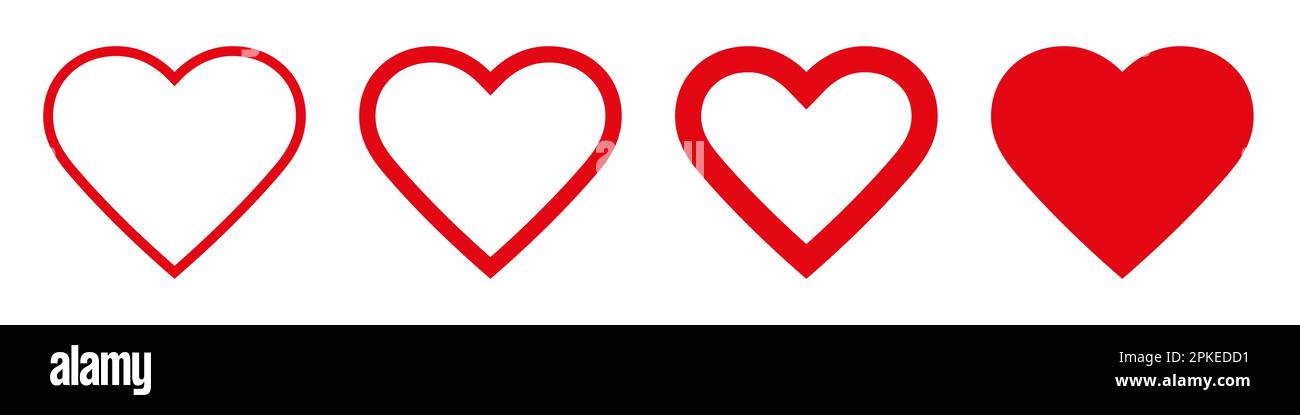 Ensemble de lignes d'icônes en forme de coeur, design simple Illustration de Vecteur