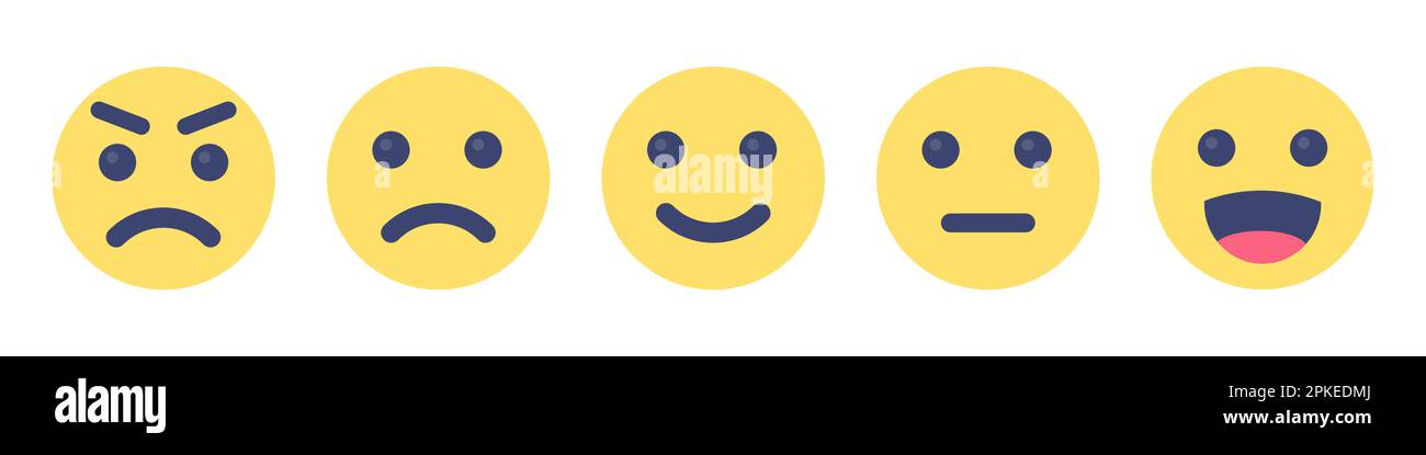 Ensemble d'icônes de visage de sourire. Des émotions différentes Illustration de Vecteur