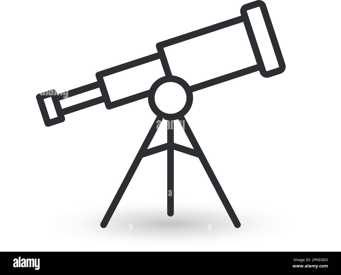 Icône du télescope de style plat. COSMOS découvre l'illustration vectorielle sur un arrière-plan isolé. Concept d'entreprise de signe d'astronomie. Illustration de Vecteur