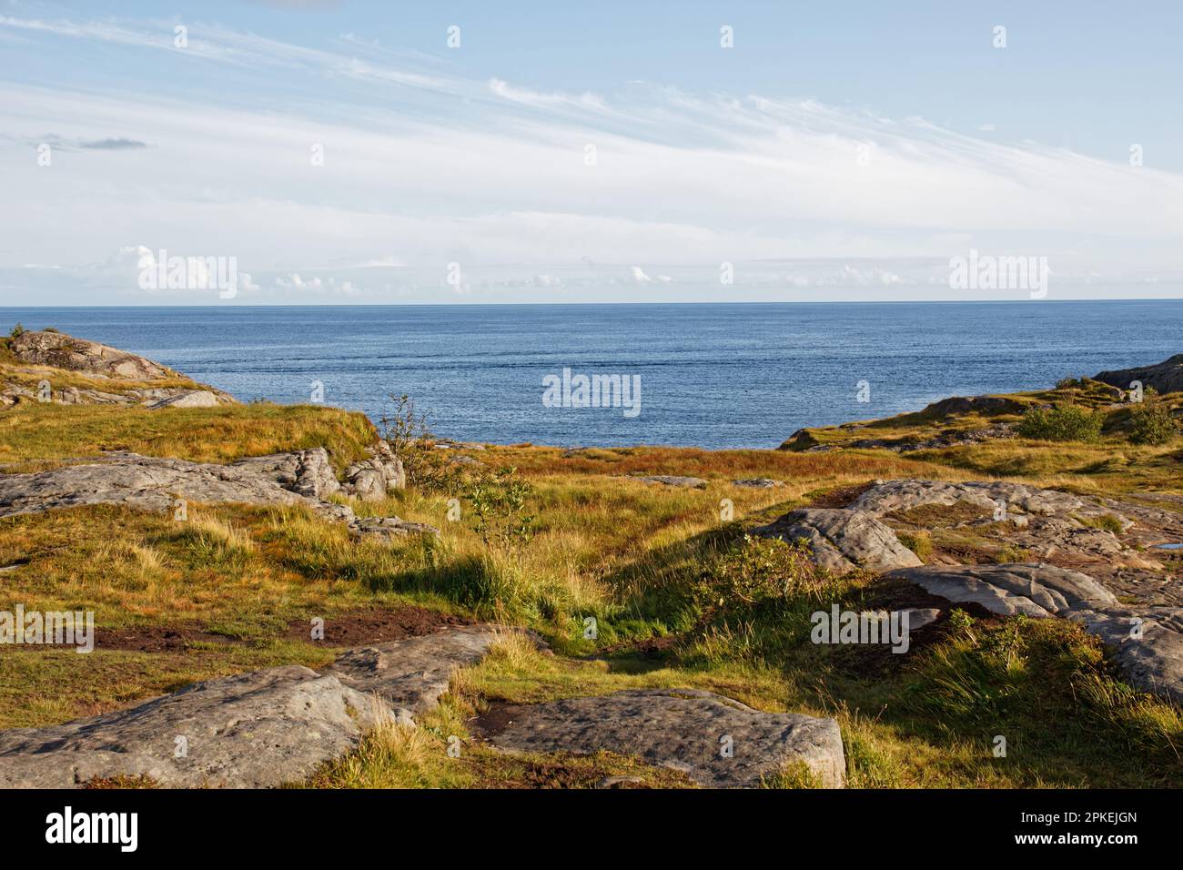 Vue depuis la pointe sud de l'île de Moskenesøya, Lofoten, Norvège Banque D'Images