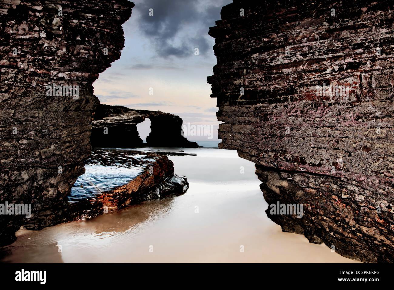 Plage de cathédrales, Ribadeo, Galice, Espagne Banque D'Images