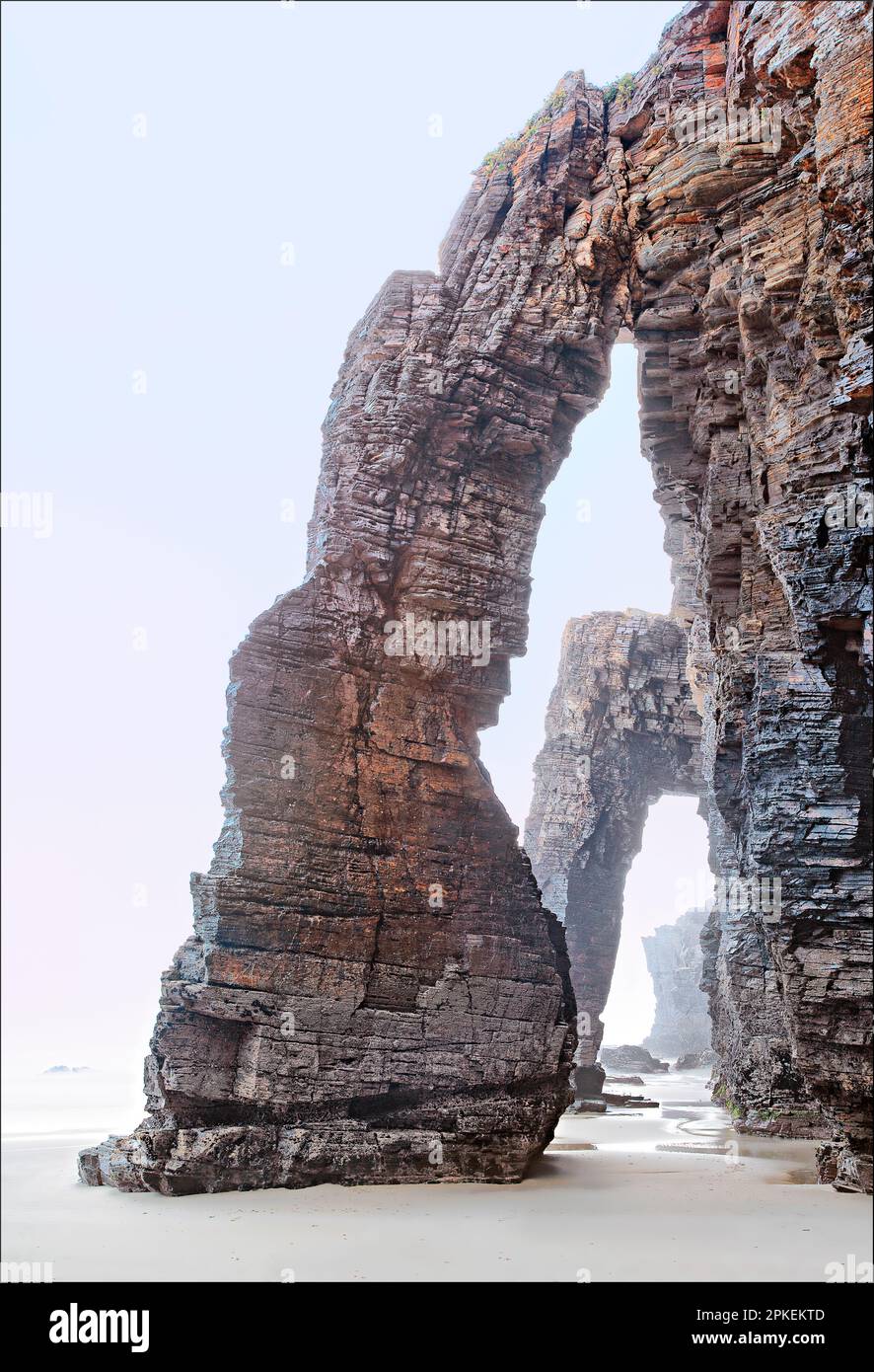 Plage de cathédrales, Ribadeo, Galice, Espagne Banque D'Images