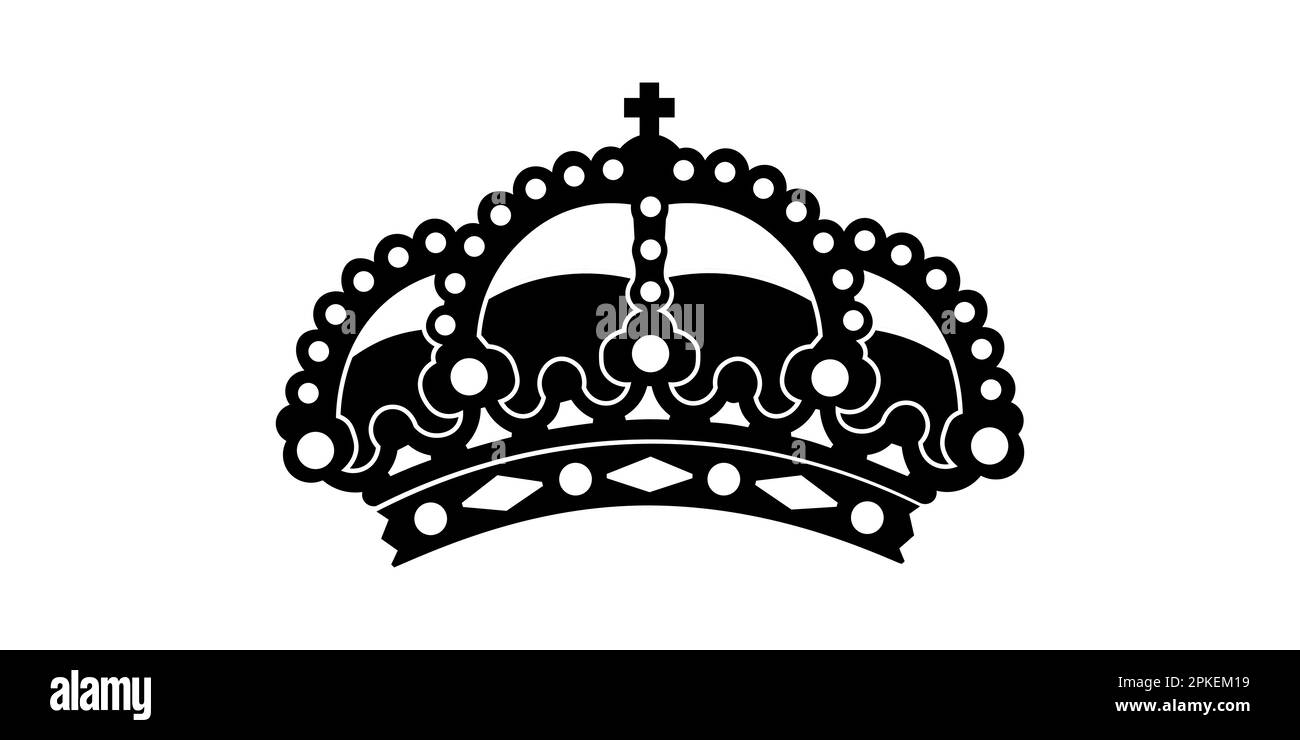 Silhouette icône couronne sur fond blanc Illustration de Vecteur