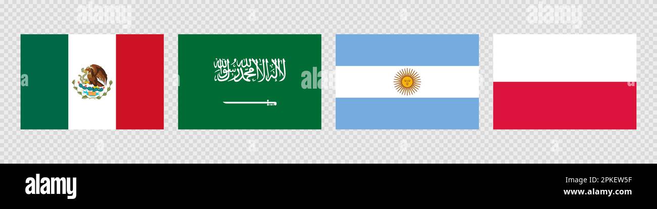 Drapeau national défini. Mexique, Argentine, Arabie saoudite, Pologne Illustration de Vecteur