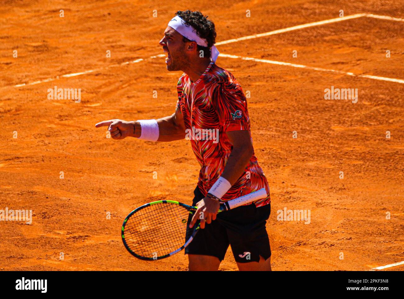 Marco Cecchinato, d'Italie, joue contre Alejandro Davidovich Fokina, d'Espagne, lors de la ronde 3rd du tournoi Millennium Estoril Open au CTE-Clube de Ténis do Estoril. Alejandro Davidovich Fokina vs Marco Cecchinato (score final : 0-2) (photo de Miguel Reis / SOPA Images/Sipa USA) Banque D'Images