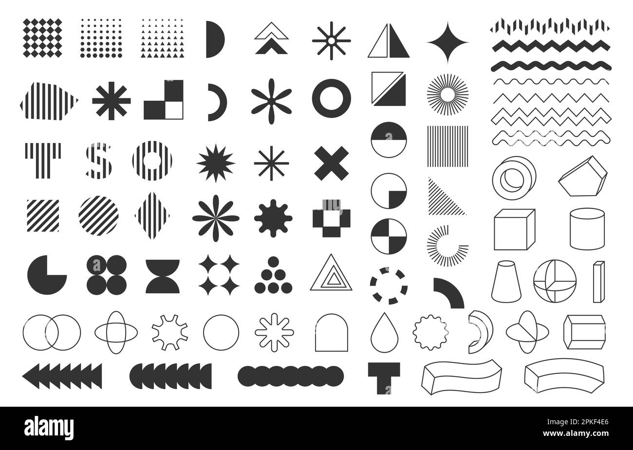 Formes géométriques rétro. Lignes et cercles abstraits minimum pour un design moderne, une mosaïque à rayures et un modèle de motif décoratif. Ensemble de vecteurs de m géométrique Illustration de Vecteur