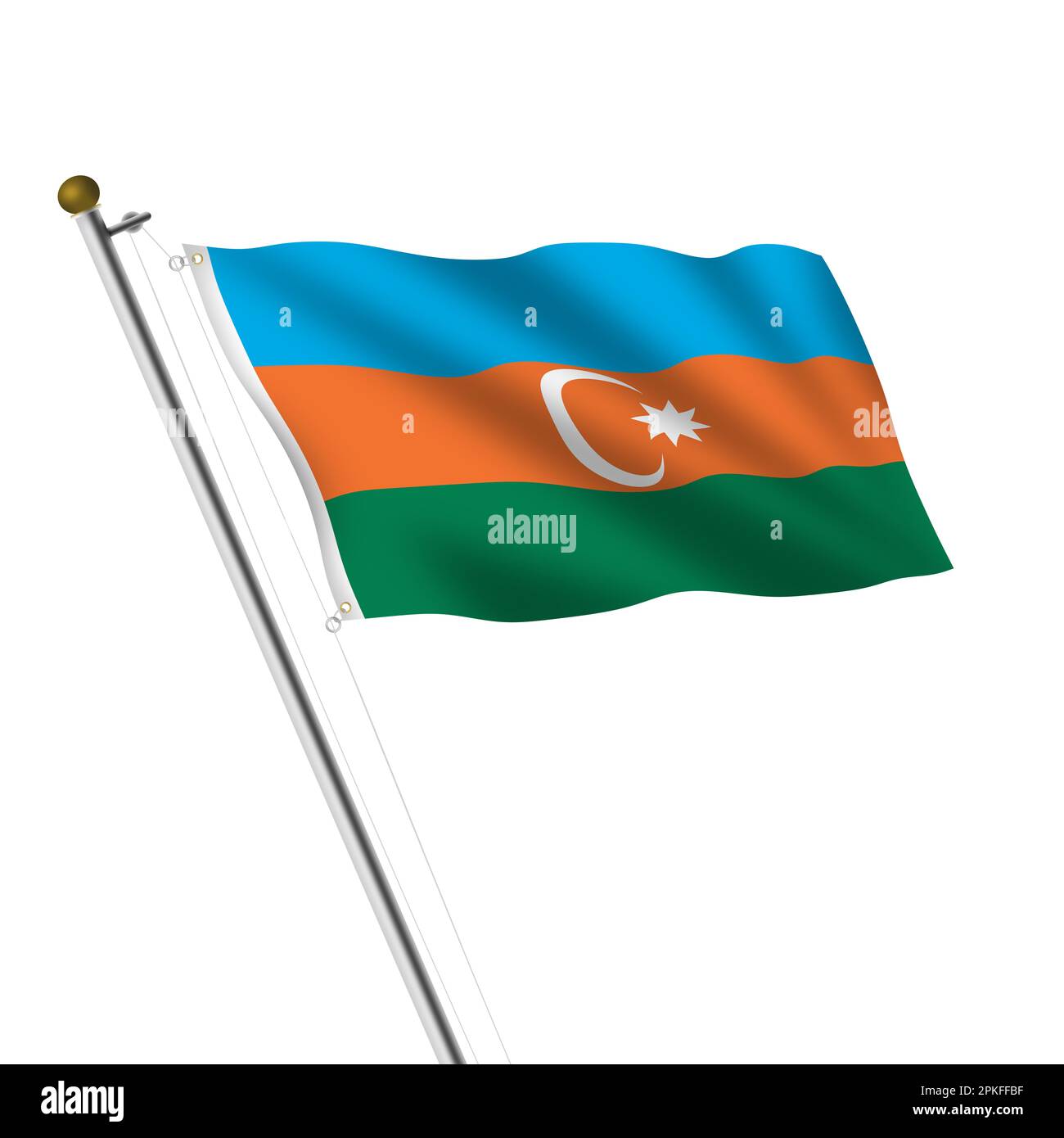 Azerbaïdjan Flagpole 3D illustration sur blanc avec masque Banque D'Images