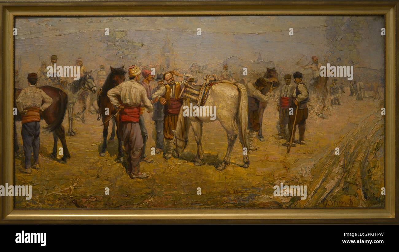Grigor (Gocho) Savov (1880-1966). Pintor búlgaro. Marché à cheval. Galerie nationale d'art. Sofia. Bulgarie. Auteur: Grigor (Gocho) Savov (1880-1966). Peintre bulgare. Banque D'Images