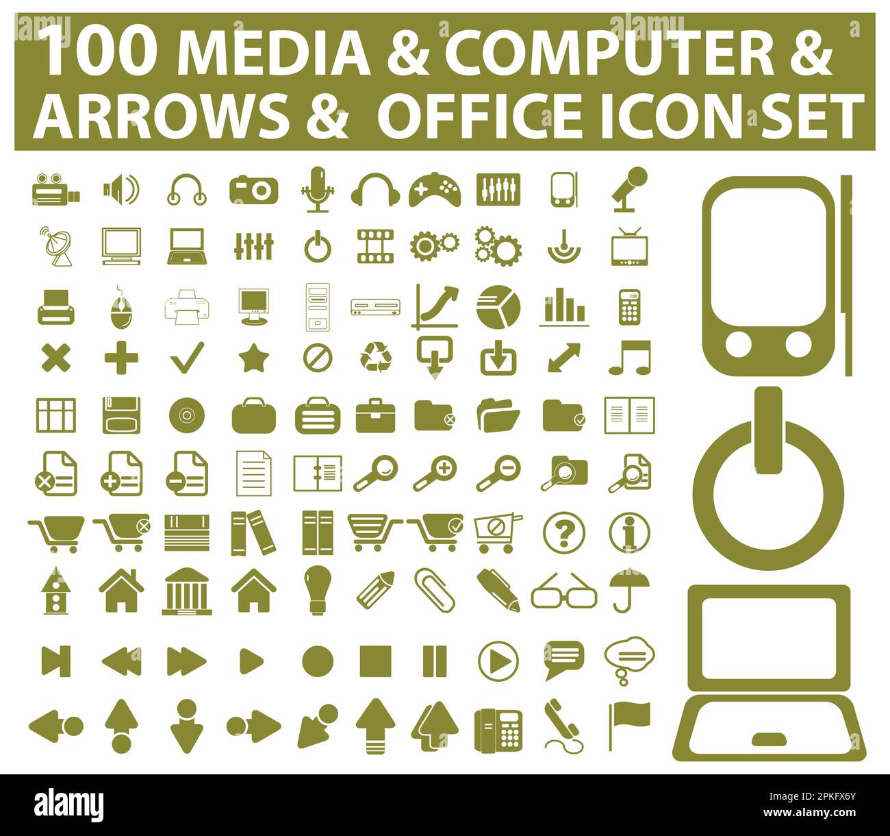 Ensemble de 100 ordinateurs multimédias et flèches et illustration vectorielle de l'ensemble d'icônes de bureau Illustration de Vecteur