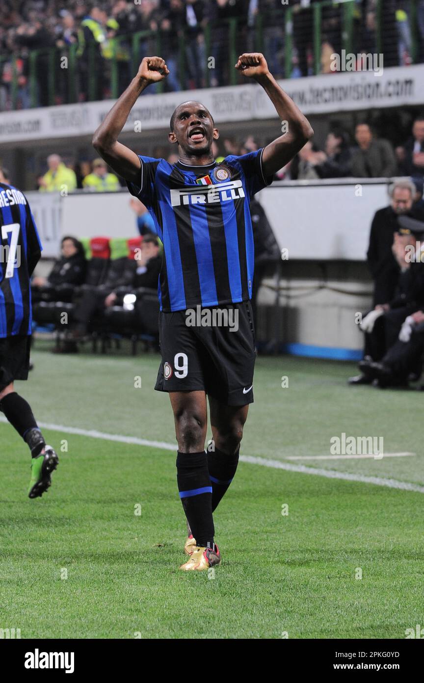 Milan, Italie, 24/03/2010 : Samuel ETO’o pendant le match Inter Livourne Banque D'Images