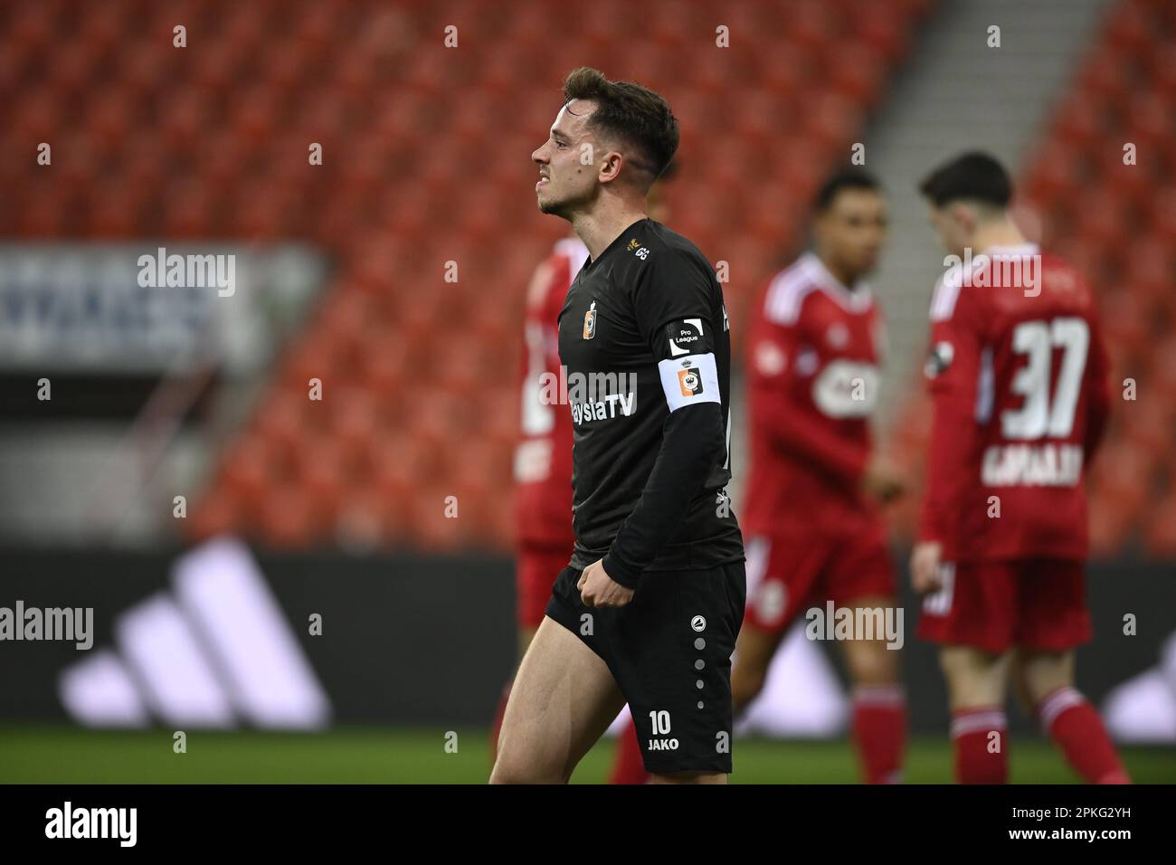 Liège, Belgique. 07th avril 2023. Gaetan Hendrickx de Deinze et célèbre