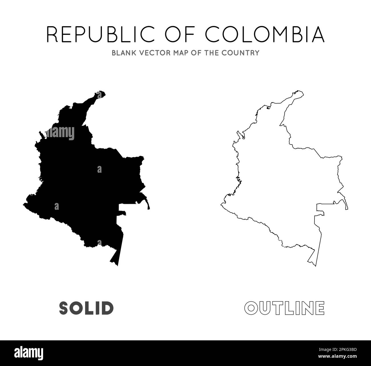 Carte Colombie. Carte vectorielle vierge du pays. Frontières de la Colombie pour votre infographie. Illustration vectorielle. Illustration de Vecteur