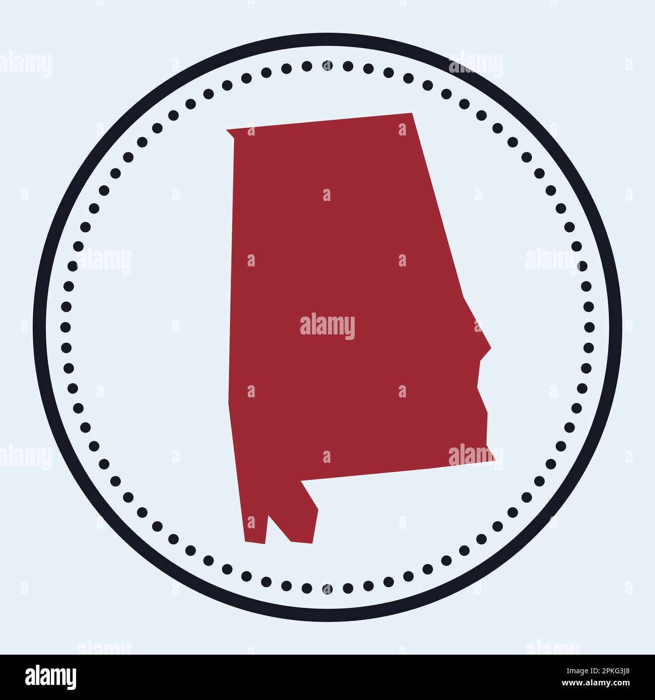 Timbre rond Alabama. Logo rond avec carte d'état et titre. Badge élégant minimaliste Alabama avec carte. Illustration vectorielle. Illustration de Vecteur