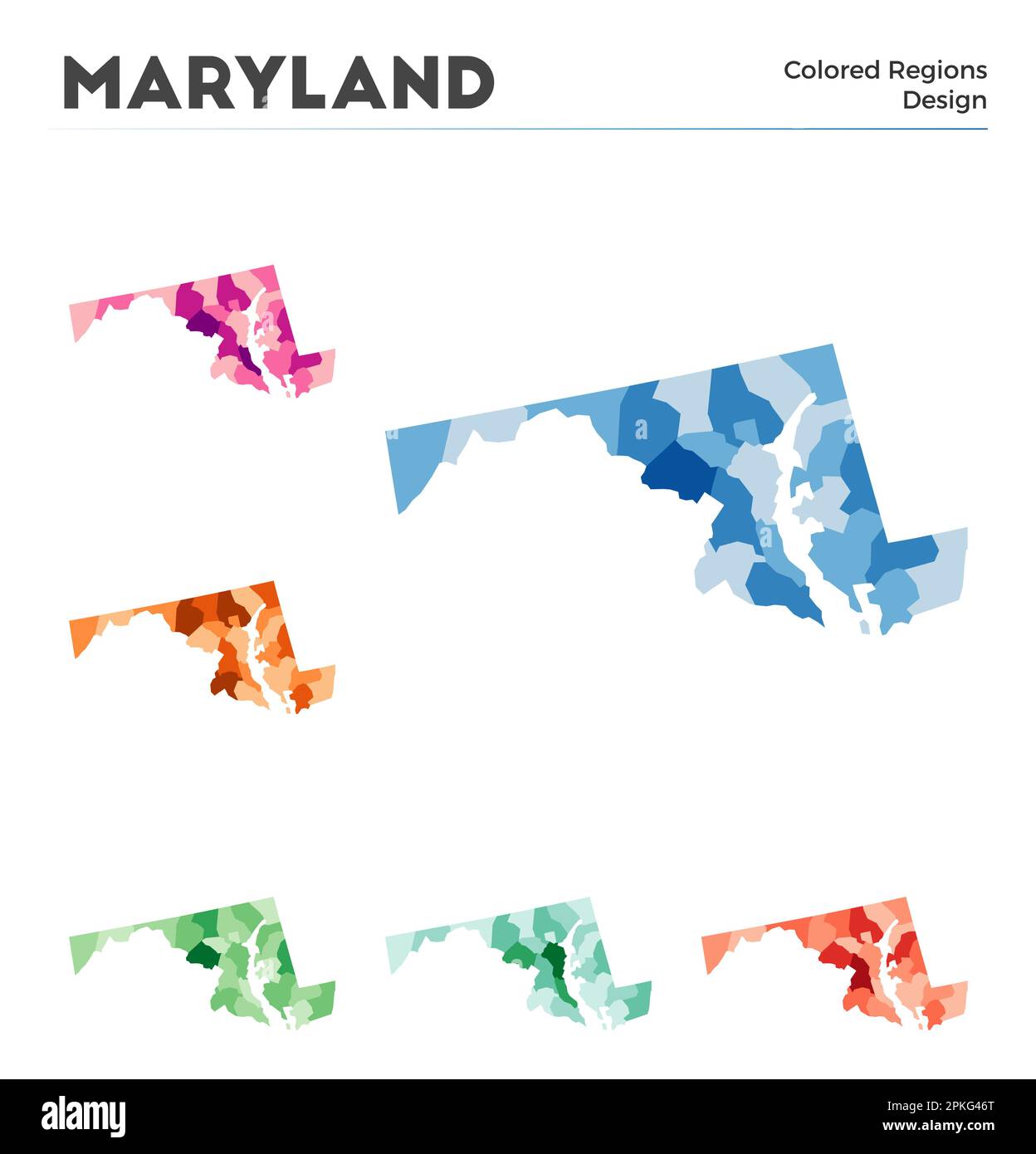 Collection de cartes du Maryland. Borders of Maryland pour votre infographie. Régions des États-Unis colorées. Illustration vectorielle. Illustration de Vecteur