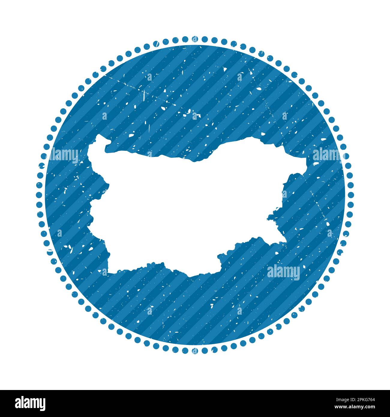 Autocollant de voyage rétro rayé Bulgarie. Badge avec carte du pays, illustration vectorielle. Illustration de Vecteur