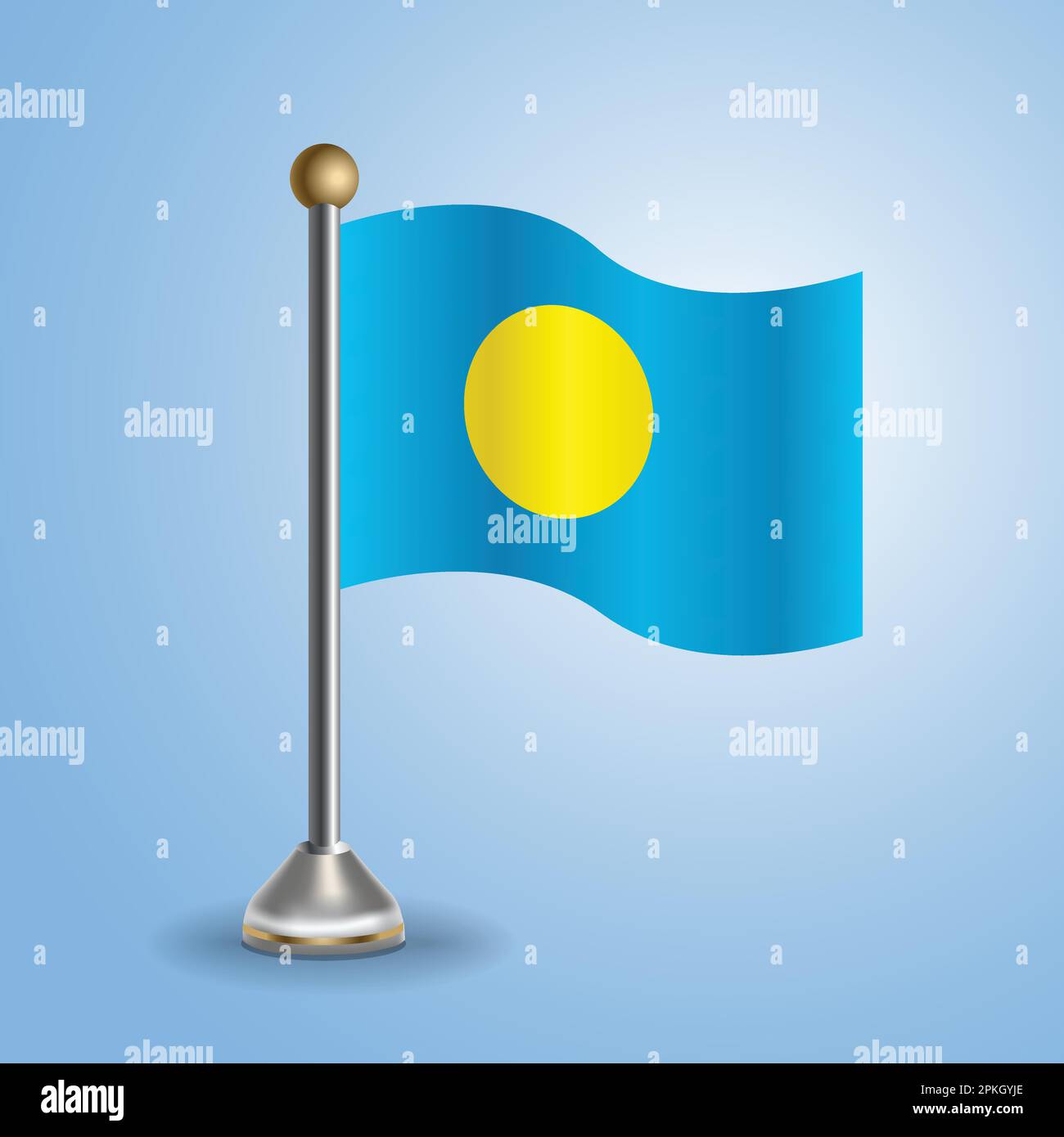 Drapeau de la table d'état de Palau. Symbole national, illustration vectorielle Illustration de Vecteur