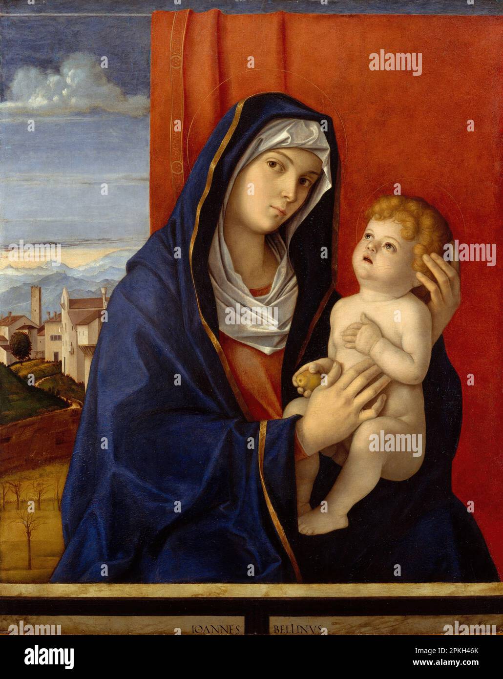 Madonna et l'enfant, peinte par l'artiste italien Giovanni Bellini de la Renaissance Banque D'Images