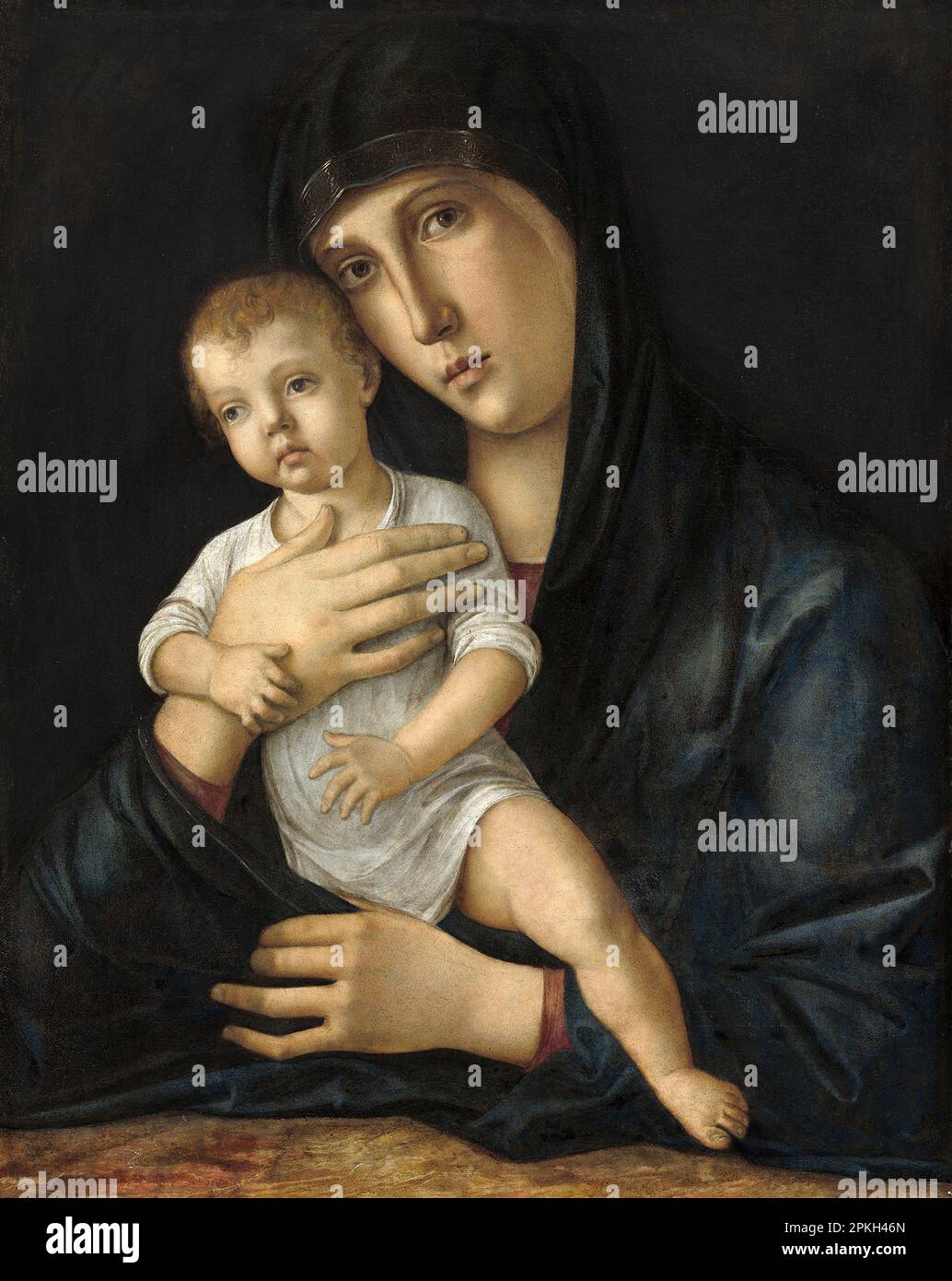 Madonna et l'enfant, peinte par l'artiste italien Giovanni Bellini de la Renaissance Banque D'Images