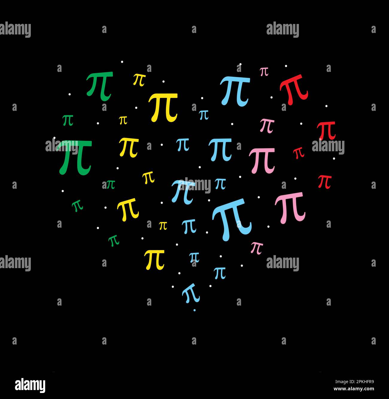 Cœur coloré Pi Symbol isolé sur fond blanc Illustration de Vecteur