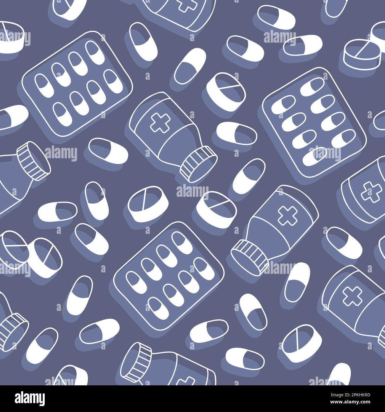 médecine modèle bleu sans couture avec des pilules et des capsules Illustration de Vecteur