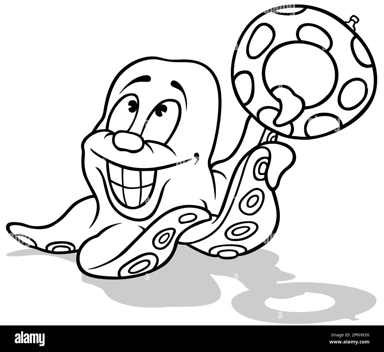 Dessin d'un poulpe souriant avec anneau gonflable Illustration de Vecteur