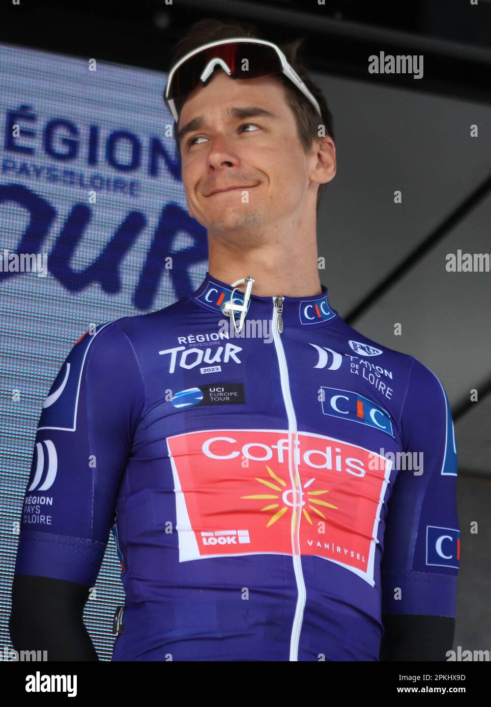 Le Mans, France. 07th avril 2023. COQUARD Bryan de Cofidis pendant la région pays de la Loire Tour 2023, UCI Europe Tour course cycliste, étape 4, Sablé-sur-Sarthe - le Mans (177, 8 km) sur 7 avril 2023 au Mans, France - photo Laurent Lairys/ABACAPRESS.COM crédit: Abaca Press/Alay Live News Banque D'Images