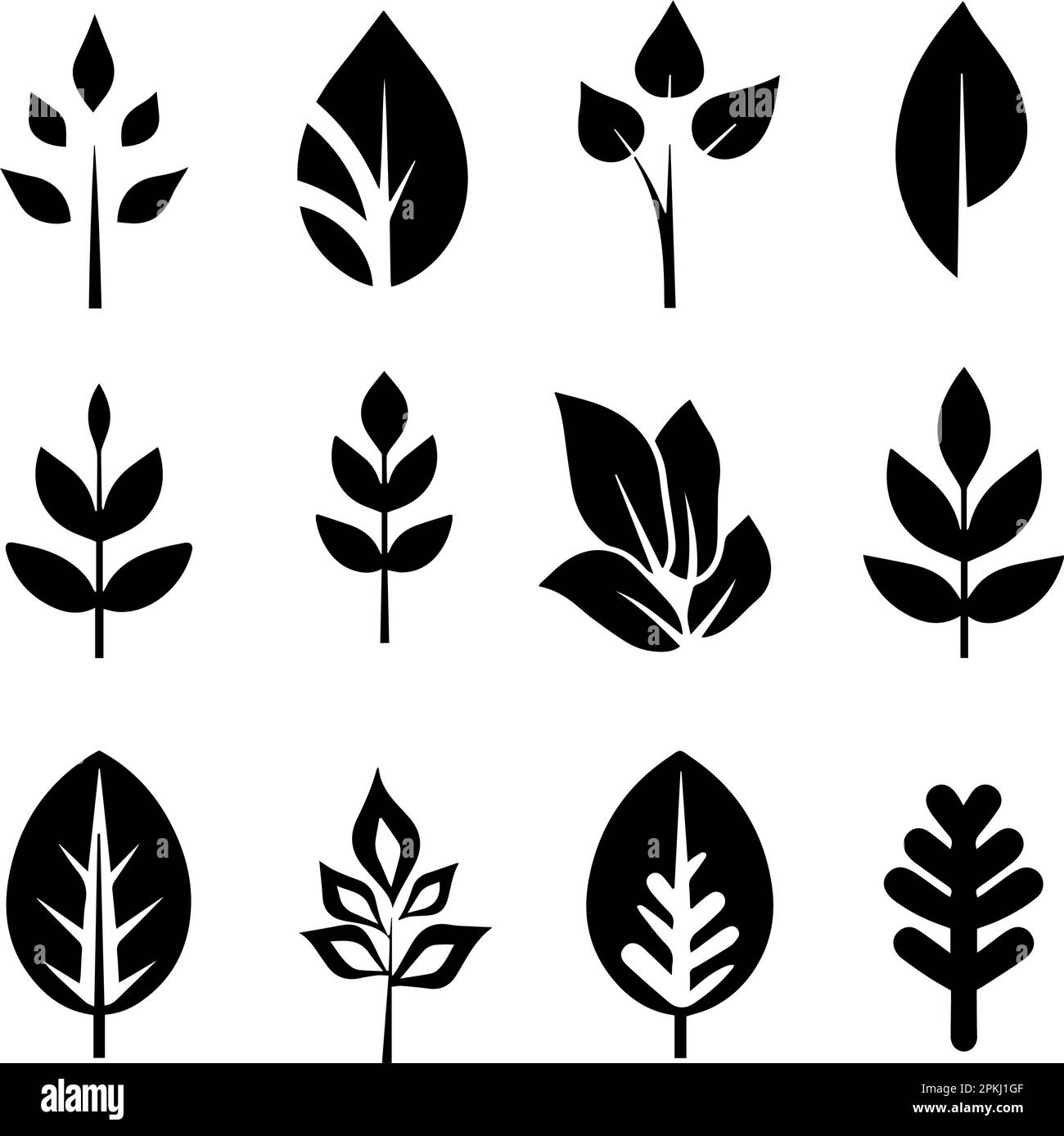 Icônes de lignes de feuilles, logo de feuilles vectorielles Illustration de Vecteur