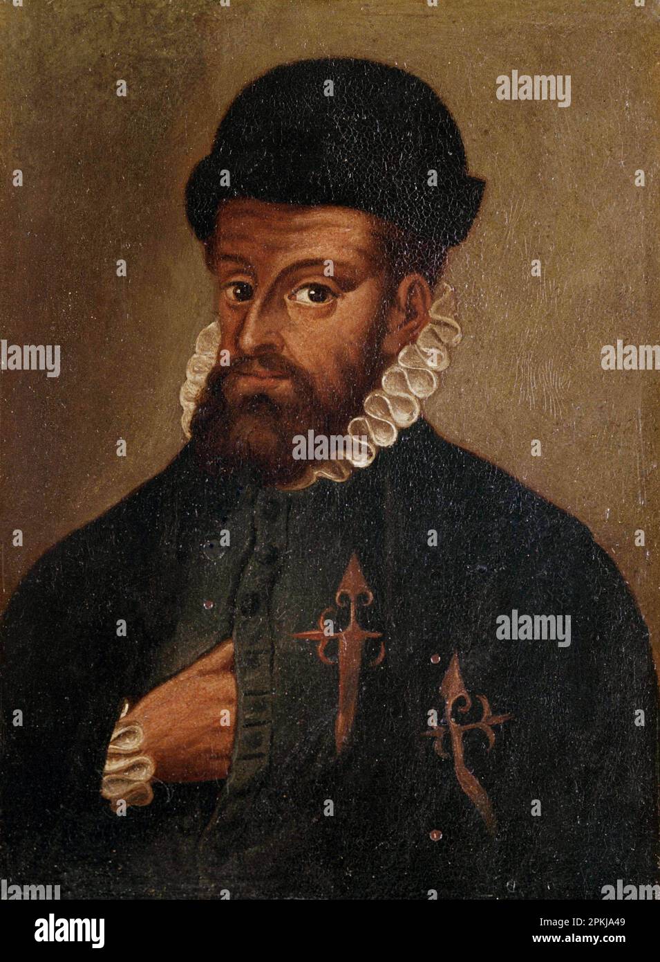 PIZARRO , FRANCISCO. CONQUISTADOR ESPAÑOL . TRUJILLO 1475 - 1541. OLEO ANONIMO. MUSEO DE AMERICA . MADRID. Banque D'Images